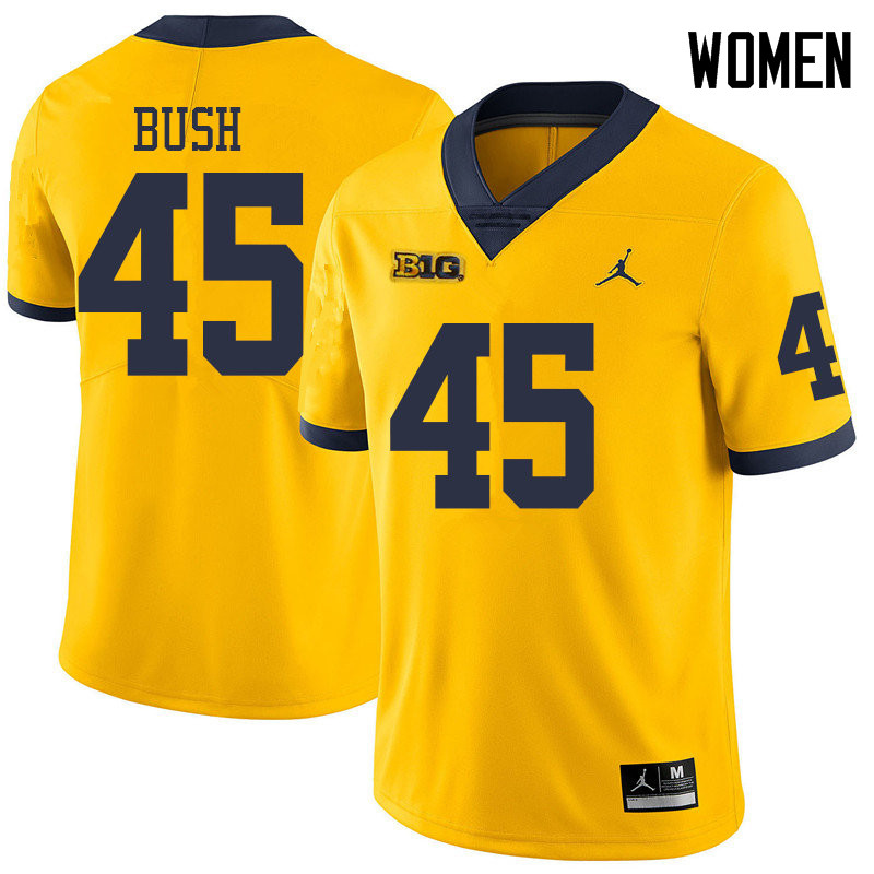 Jordan Brand Women #45 Peter Bush Michigan Wolverines College Football Jerseys Sale-Yellow - Click Image to Close